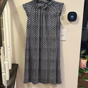 Adrianna Papell Blue and White Patterned Midi Dress